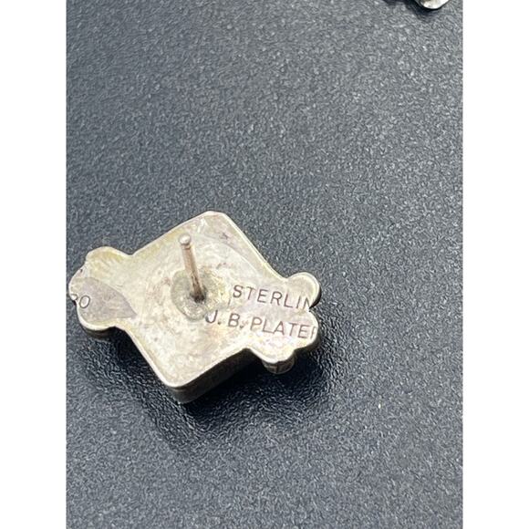 J.B. Platero Vintage Signed Southwestern Black Onyx Sterling Silver Stud Earring - Picture 7 of 8